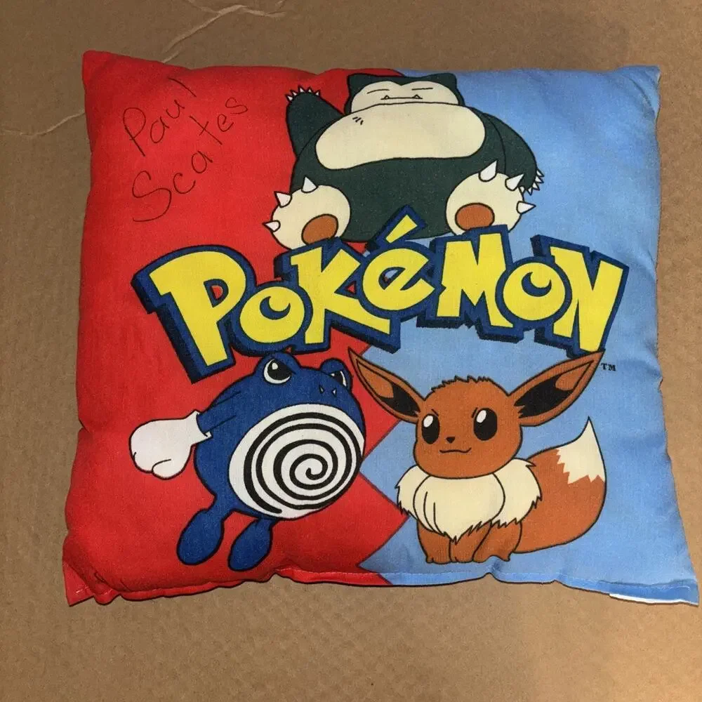 Vintage 1998 Pokemon Throw Pillow Multicolor Double Side 16’ x 15’ inch 90s RARE